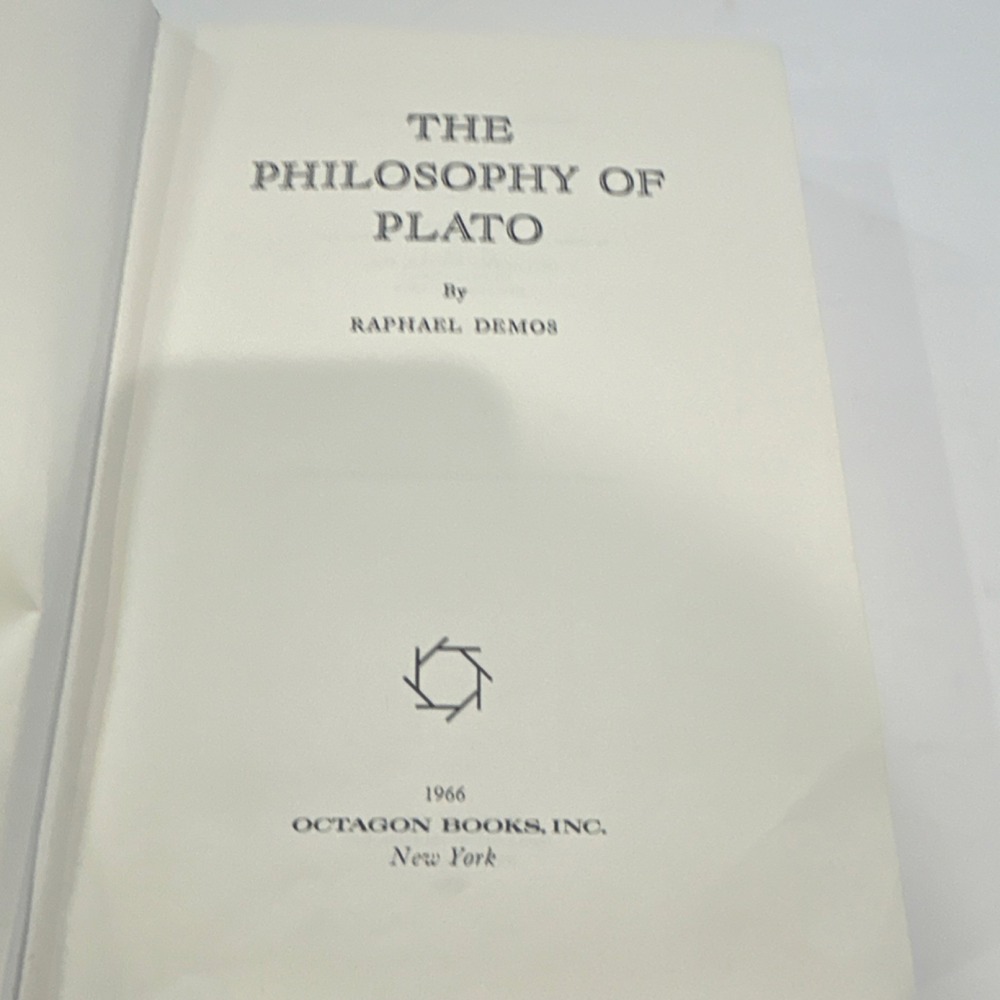 The Philosophy of Plato Raphael Demos Octagon Books 1966 Hardcover XLibrary Copy